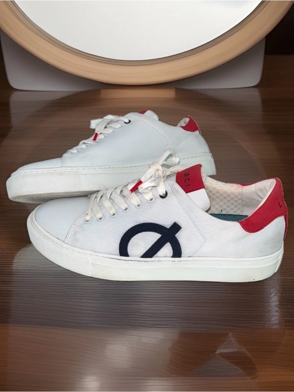 Loci Origin Canvas Sneakers White Red Black Womens Size 8 Rare